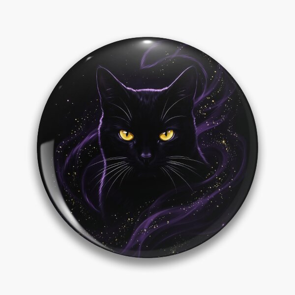 Item preview, Mystical Black Cat with Purple Magic Aura designed and sold by PurrfectHome.