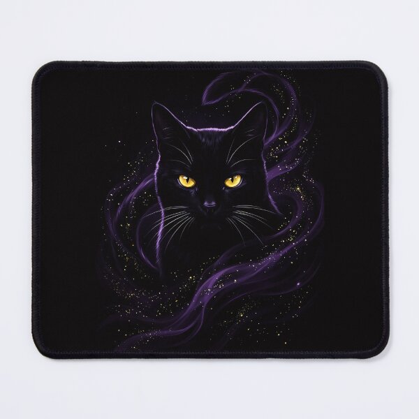 Item preview, Mystical Black Cat with Purple Magic Aura designed and sold by PurrfectHome.