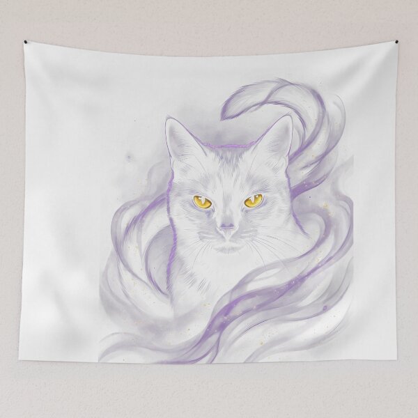 Item preview, Mystical Black Cat with Purple Magic Aura designed and sold by PurrfectHome.