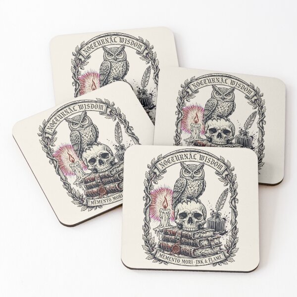 Item preview, NOCTURNAL WISDOM - Gothic Owl Skull Linocut Dark Academia designed and sold by Aisha Reda.
