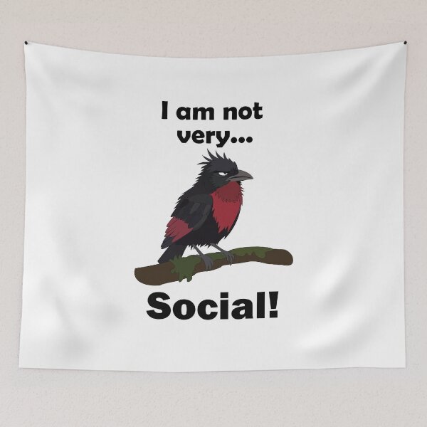 Item preview, Funny Introvert Red-Ruffed Fruitcrow designed and sold by Nisha Prabhu.