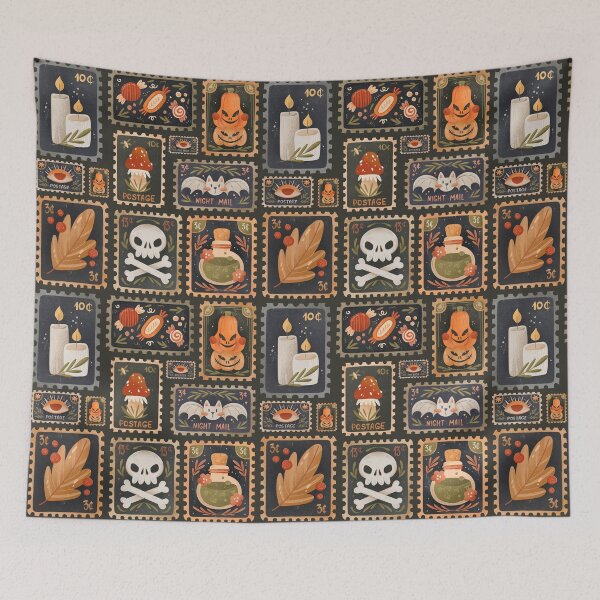 Item preview, Spooky & Cute Autumn Halloween Vintage Postage Stamps designed and sold by Violet-Forge.
