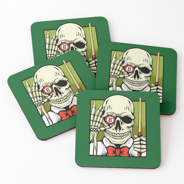 Artikelvorschau, Illustration eines Skeletts beim Billardspielen 691 entworfen und verkauft von VinylBloom.