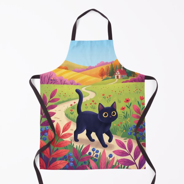 Item preview,  Whimsical Black Cat in Colorful Autumn Countryside designed and sold by PurrfectHome.