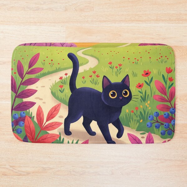 Item preview,  Whimsical Black Cat in Colorful Autumn Countryside designed and sold by PurrfectHome.