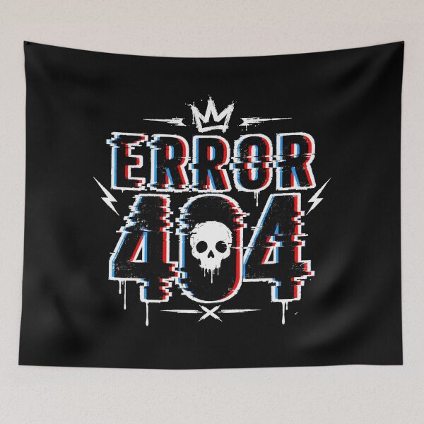 Item preview, Error 404 Glitch Skull Cyberpunk Typography Art designed and sold by Munib302.