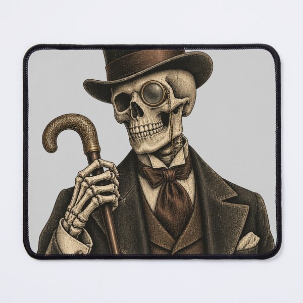 Item preview, Dapper Skeleton in Top Hat and Monocle - Vintage Goth Art designed and sold by urmoments.