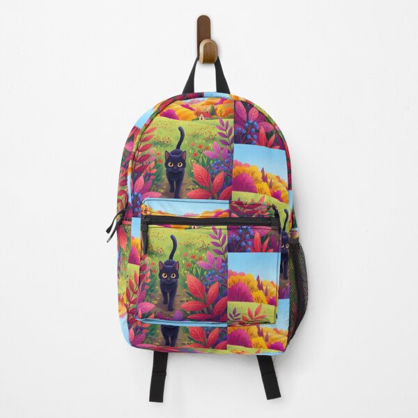 Item preview, Curious Black Cat in Colorful Autumn Meadow designed and sold by PurrfectHome.