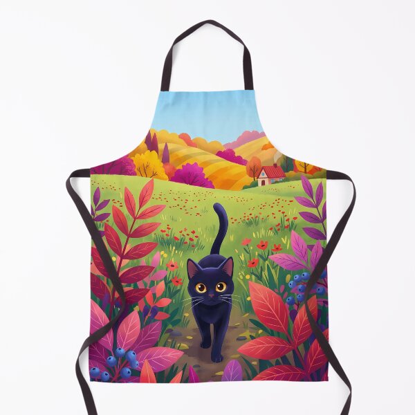 Item preview, Curious Black Cat in Colorful Autumn Meadow designed and sold by PurrfectHome.