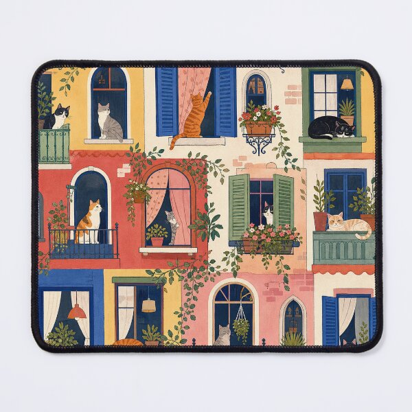 Item preview, Colorful Cats in Windows Pattern designed and sold by frumixart.