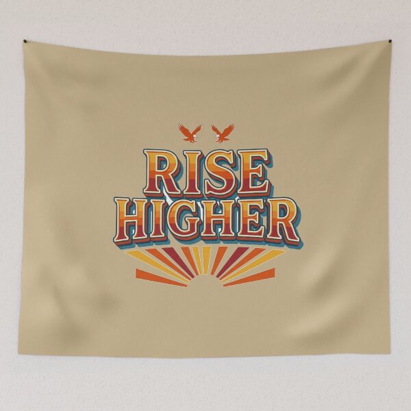 Item preview, Rise Higher Retro 70s Mountain Sunset Typography Quote Art designed and sold by Fine-Arts-Lab.