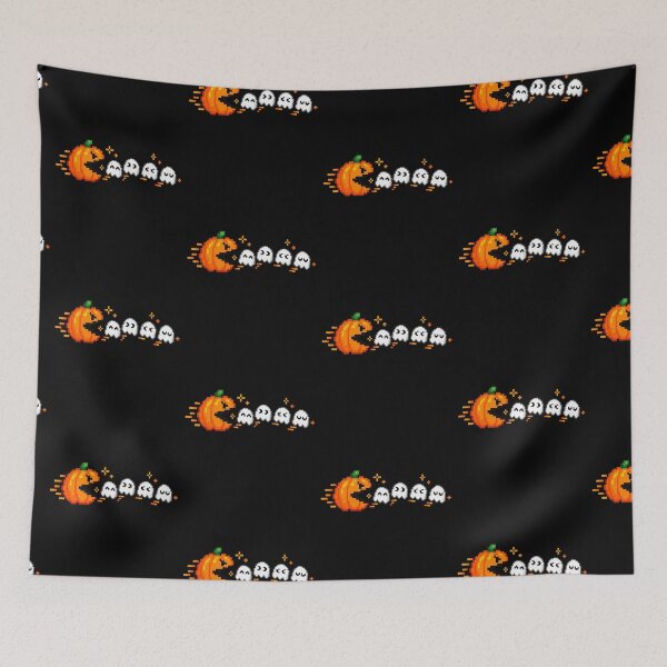 Item preview, Retro 8-Bit Pixel Pumpkin Chasing Ghosts Arcade Halloween Design designed and sold by AnimeSH9.