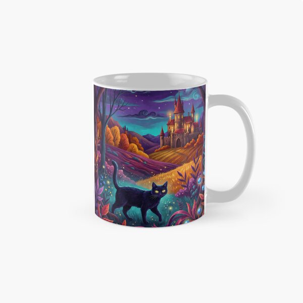 Item preview, Enchanted Autumn Night: Magical Black Cat & Glowing Castle designed and sold by PurrfectHome.