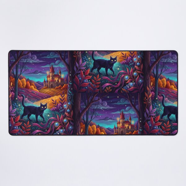 Item preview, Enchanted Autumn Night: Magical Black Cat & Glowing Castle designed and sold by PurrfectHome.