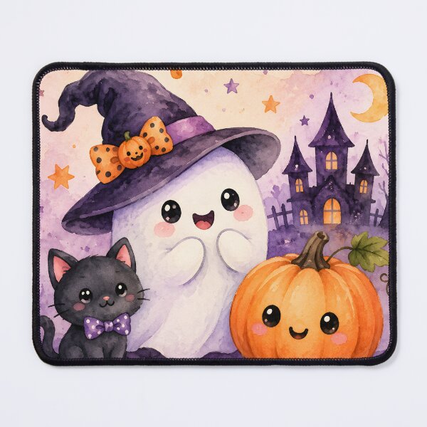 Item preview, Too Cute to Spook – Cute Watercolor Halloween Ghost, Black Cat & Pumpkin designed and sold by blankTeeShirt.
