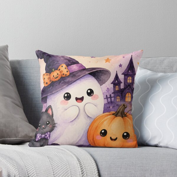 Item preview, Too Cute to Spook – Cute Watercolor Halloween Ghost, Black Cat & Pumpkin designed and sold by blankTeeShirt.