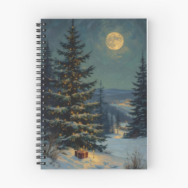 Item preview, Winter Moonlit Christmas Tree Night Landscape Art designed and sold by Connys Colorful World.