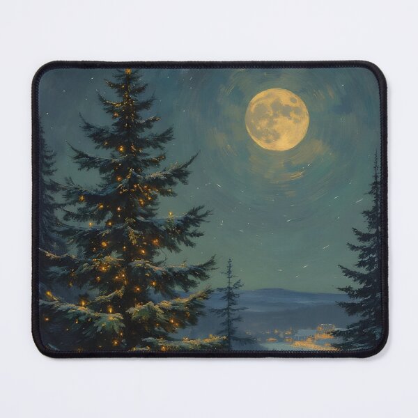 Item preview, Winter Moonlit Christmas Tree Night Landscape Art designed and sold by Connys Colorful World.