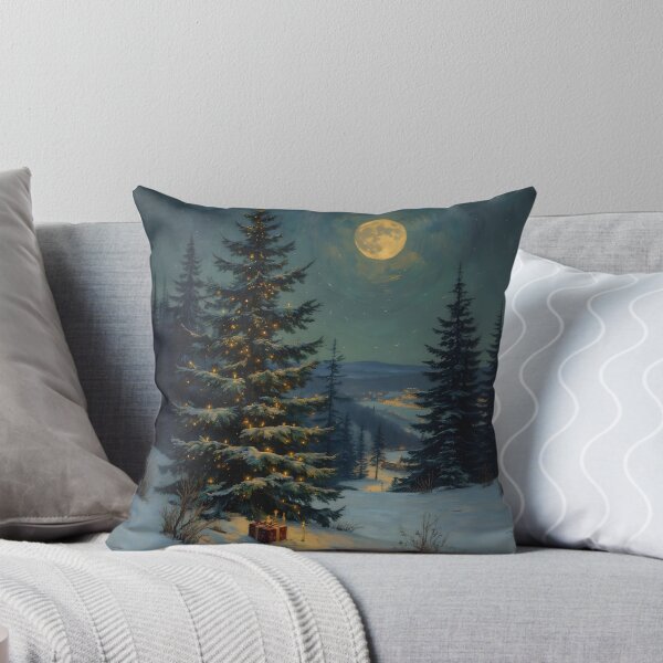 Item preview, Winter Moonlit Christmas Tree Night Landscape Art designed and sold by Connys Colorful World.