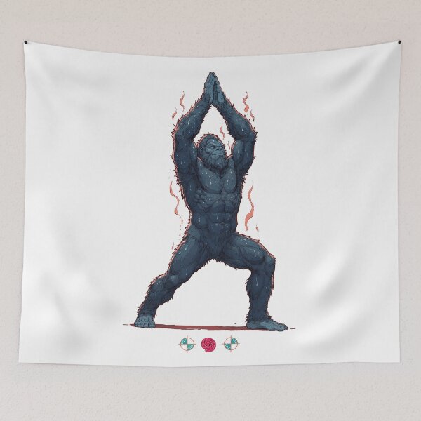 Item preview, Hot Yoga Warrior I – Funny Sasquatch Fitness Design (Virabhadrasana I) designed and sold by Whimsy Trail Co.