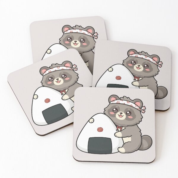 Item preview, Kawaii Tanuki Hugging Onigiri Japanese Anime designed and sold by Maria Garcia´s.