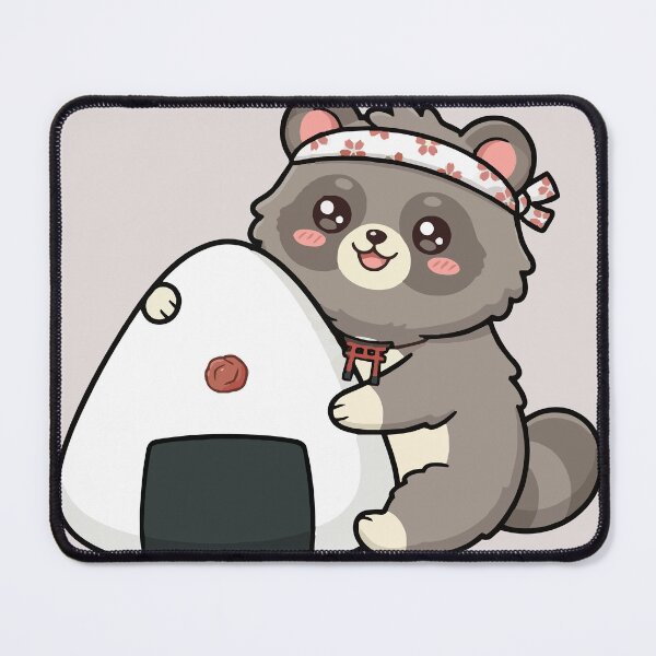 Item preview, Kawaii Tanuki Hugging Onigiri Japanese Anime designed and sold by Maria Garcia´s.