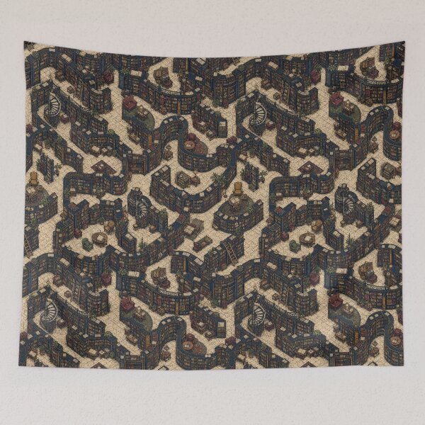Item preview, Endless Vintage Library Labyrinth Pattern designed and sold by frumixart.