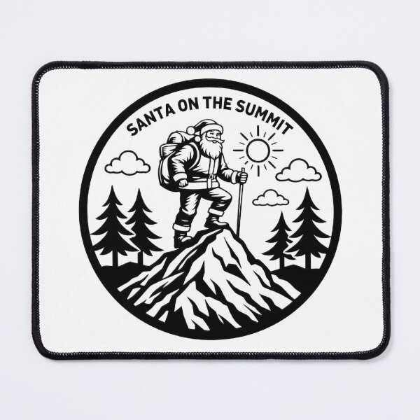 Item preview, Santa on the Summit Hiking Santa Mountain Adventure Badge designed and sold by GabeMountainArt.