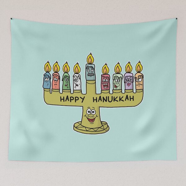 Item preview, Happy Hanukkah Menorah Sticker | Funny Holiday Candle Characters Meme designed and sold by MyxaART.