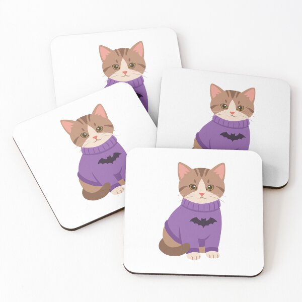 Item preview, Cute Halloween Cat in Purple Bat Sweater designed and sold by fadiyahmp.