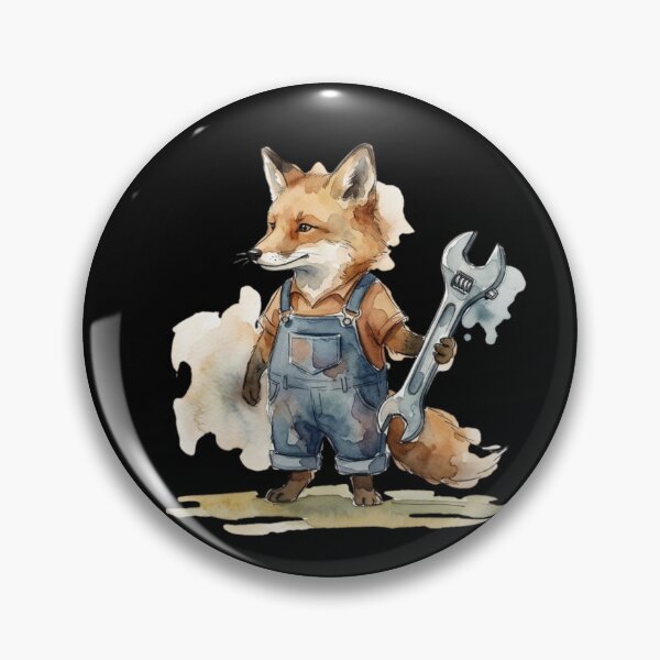 Item preview, Cute Mechanic Fox Holding Wrench Watercolor Art designed and sold by bvdesignart.