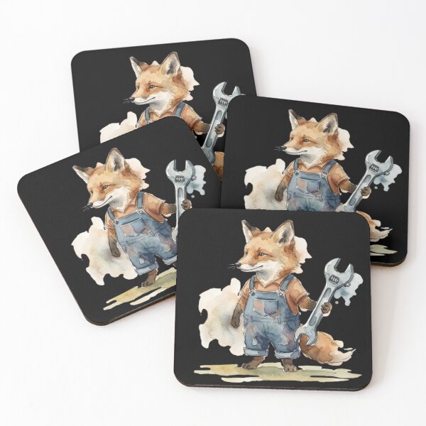 Item preview, Cute Mechanic Fox Holding Wrench Watercolor Art designed and sold by bvdesignart.