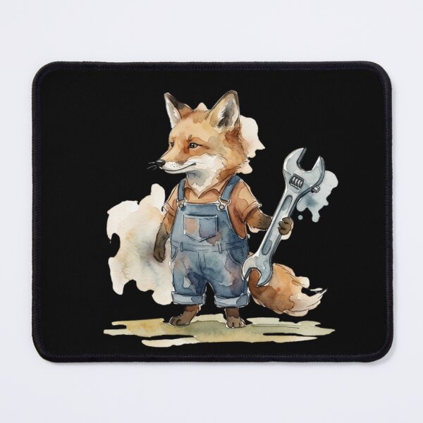 Item preview, Cute Mechanic Fox Holding Wrench Watercolor Art designed and sold by bvdesignart.