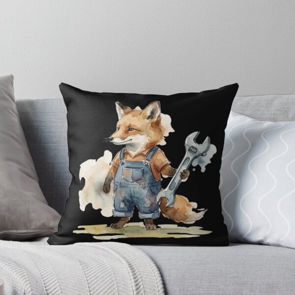 Item preview, Cute Mechanic Fox Holding Wrench Watercolor Art designed and sold by bvdesignart.