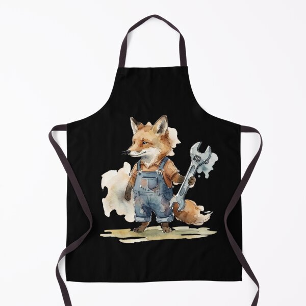 Item preview, Cute Mechanic Fox Holding Wrench Watercolor Art designed and sold by bvdesignart.