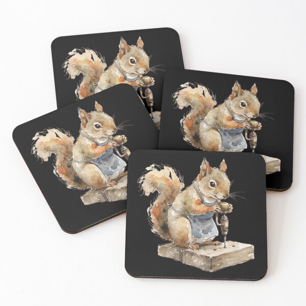 Item preview, Cute Watercolor Woodworking Squirrel Artisan Maker Crafting designed and sold by bvdesignart.