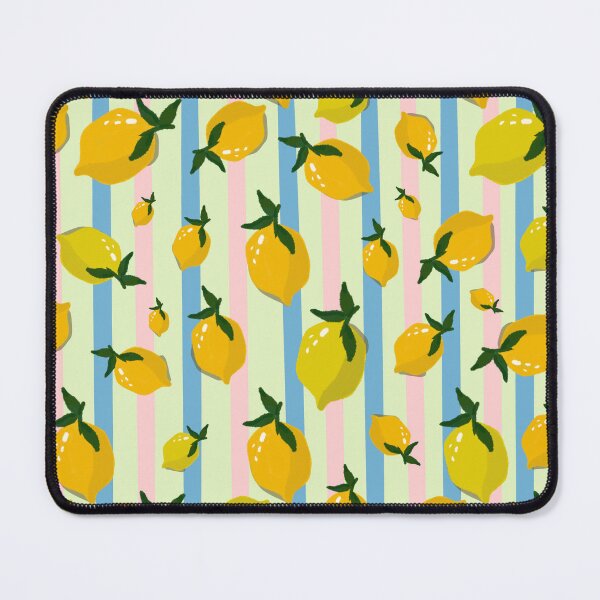 Item preview, Fresh yellow lemons seamless pattern on colorful pastel vertical stripes background designed and sold by Manyart13031992.