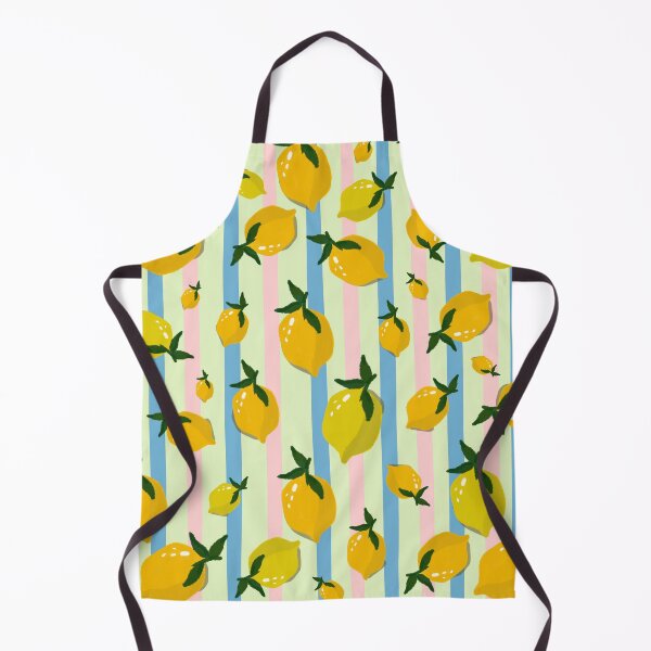 Item preview, Fresh yellow lemons seamless pattern on colorful pastel vertical stripes background designed and sold by Manyart13031992.