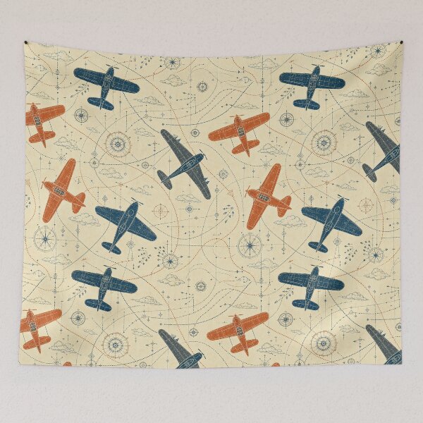 Item preview, Vintage Aviation Navigation Chart Pattern designed and sold by frumixart.