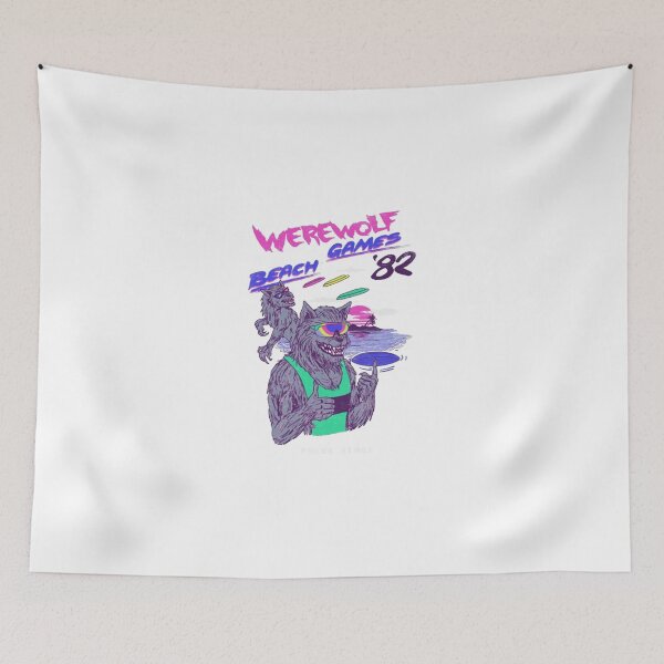 Item preview, Vaporwave Retro 80s Beach Werewolf Games designed and sold by AnneMeaux.
