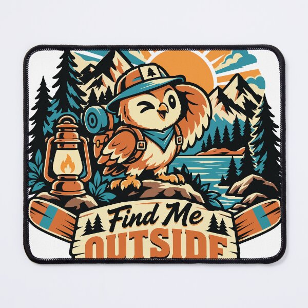 Item preview, Find Me Outside Funny Owl Hiking Adventure designed and sold by Summit Folk Studio.