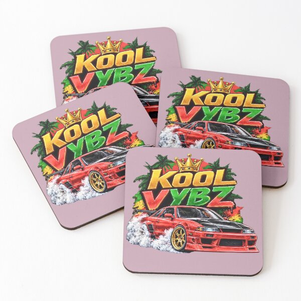 Item preview, Kool Vybz Red JDM Drift Car with Crown and Palm Trees designed and sold by digitalbob60.
