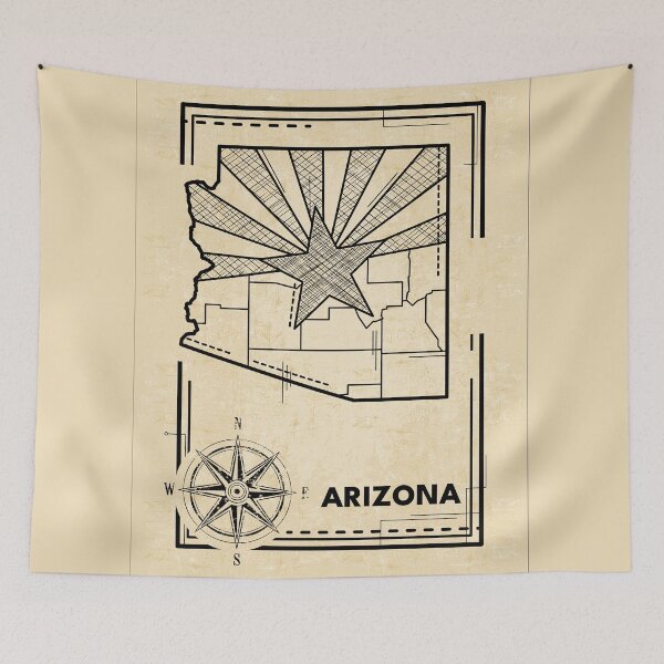 Item preview, Vintage Arizona Map Blueprint Line Art designed and sold by chaaval.