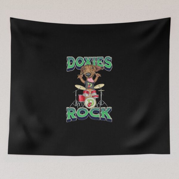 Item preview, Cute Dachshund Rock Drummer Cartoon Graphic designed and sold by DavenBenn.