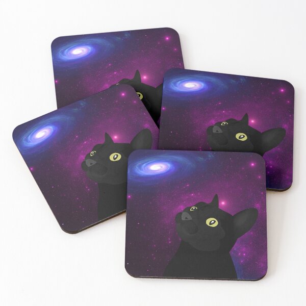 Item preview,  black cat looking at a galaxy designed and sold by FandomizedRose.