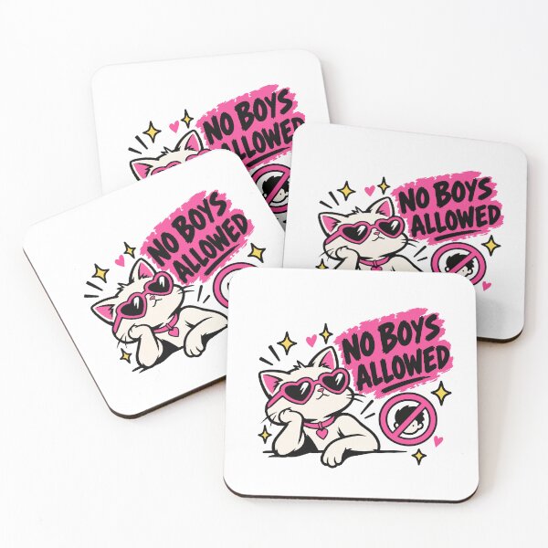 Item preview, No Boys Allowed Cute Cat Pink Retro designed and sold by DesignGraphica.