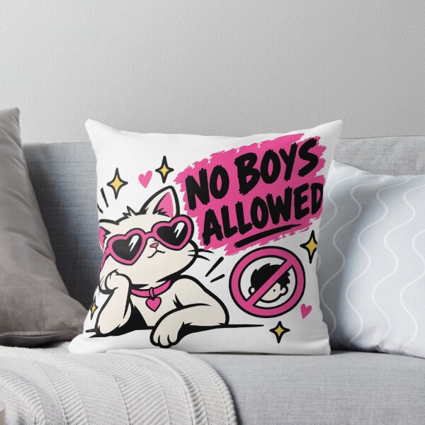 Item preview, No Boys Allowed Cute Cat Pink Retro designed and sold by DesignGraphica.