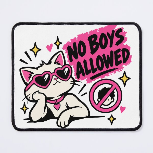 Item preview, No Boys Allowed Cute Cat Pink Retro designed and sold by DesignGraphica.