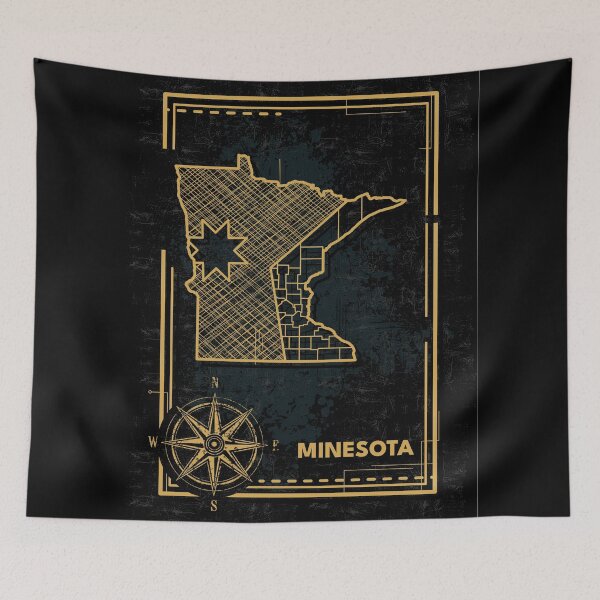 Item preview, Vintage Minnesota Map Geometric Star Blueprint designed and sold by chaaval.