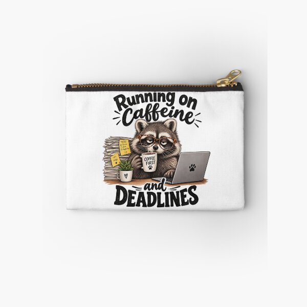 Item preview, Running on Caffeine Raccoon Coffee Funny Work Design designed and sold by PlumArtDesign.